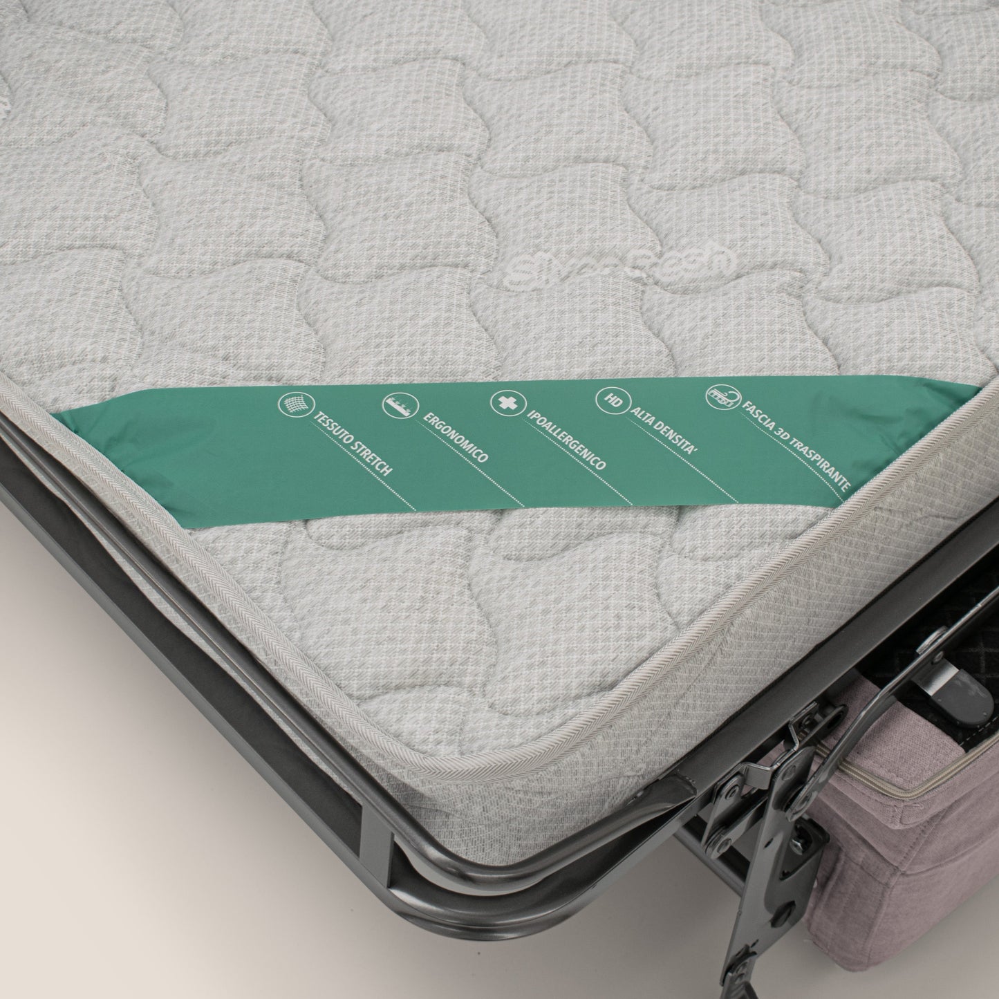 Bjorn divano letto sfoderabile con materasso H18 cm e poggiatesta reclinabili in tessuto impermeabile T02 rosa