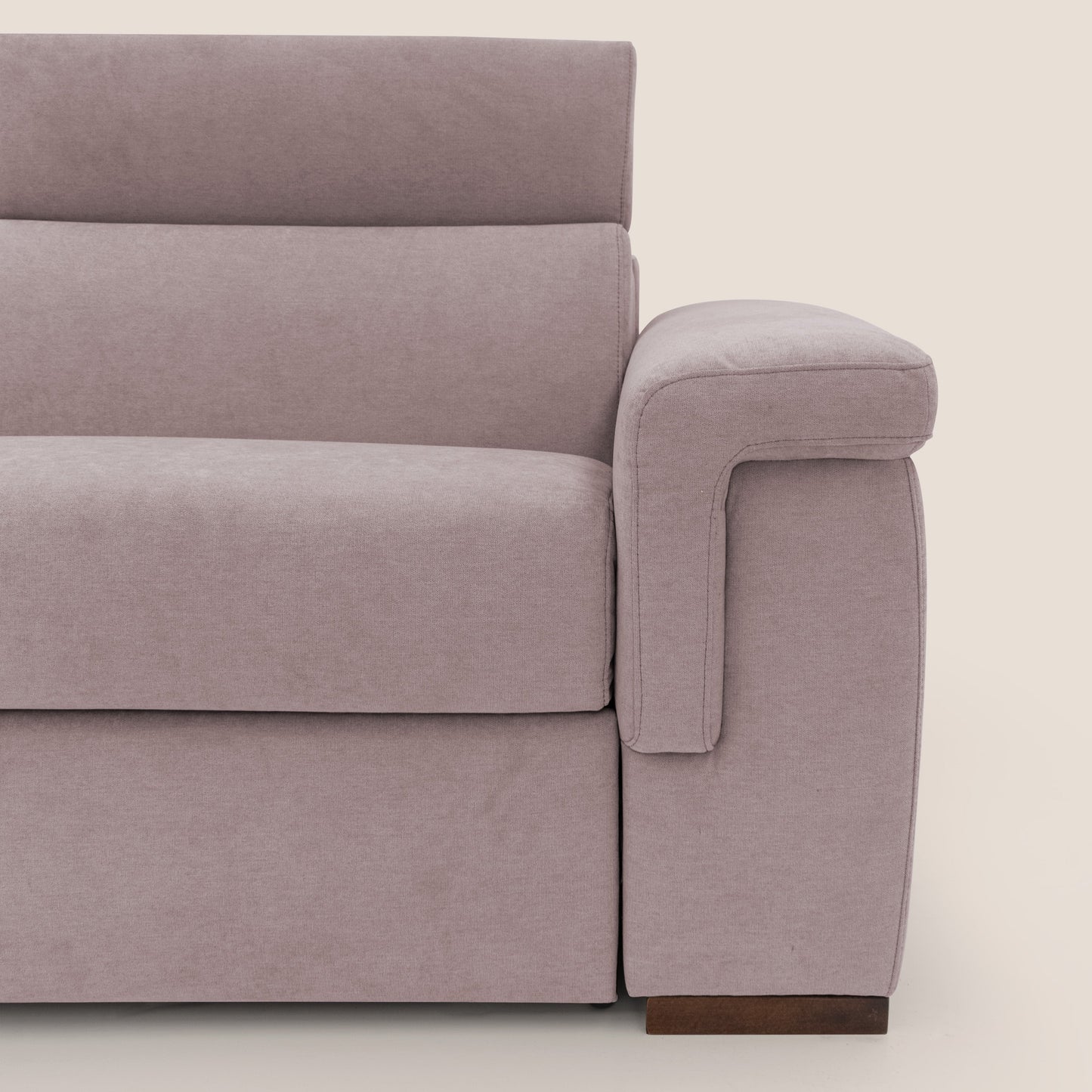 Giunone divano letto con materasso alto 18 cm e poggiatesta reclinabili in tessuto impermeabile T02 rosa 