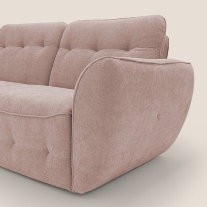 Cerbero divano angolare con pouf mobile in morbido bouclé impermeabile T07 rosa