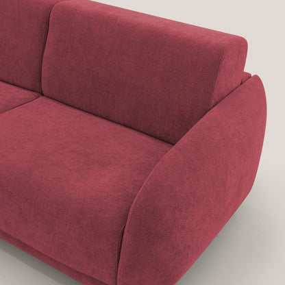 Giglio divano letto scandinavo japandi con materasso H18 cm in tessuto Bouclé impermeabile T07 rosso