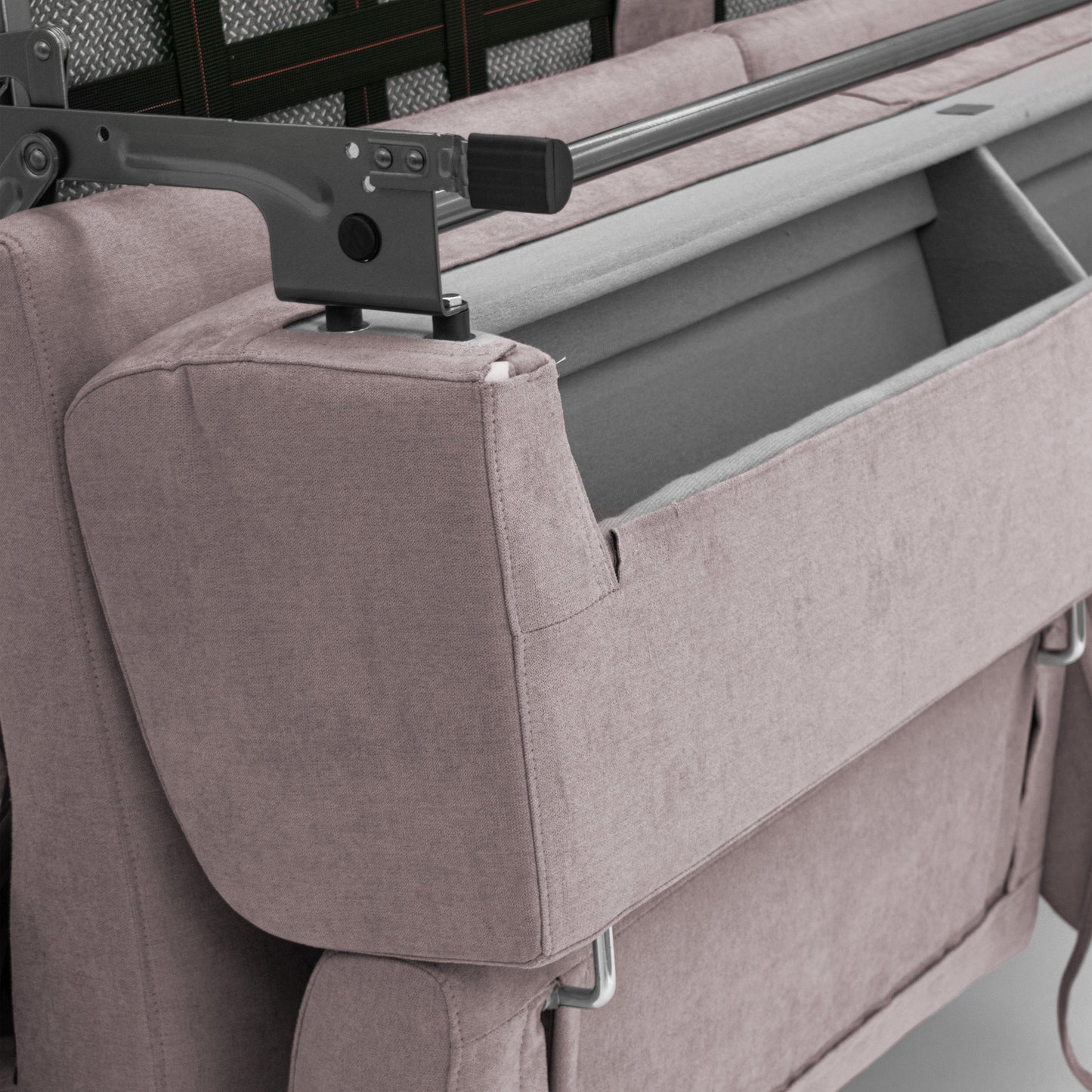 Bjorn divano letto sfoderabile 220 cm (mat. 140x197 cm) con materasso H18 cm e poggiatesta reclinabili in tessuto impermeabile T02 rosa