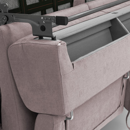 Bjorn divano letto sfoderabile con materasso H18 cm e poggiatesta reclinabili in tessuto impermeabile T02 rosa