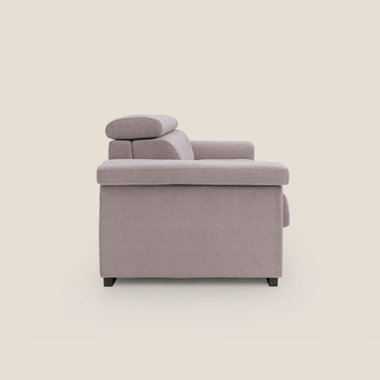 Bjorn divano letto sfoderabile con materasso H18 cm e poggiatesta reclinabili in tessuto impermeabile T02 rosa