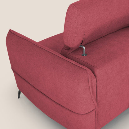 Bloom Divano con poggiapiedi estraibile piedini alti e poggiatesta reclinabili in tessuto bouclé impermeabile T07 rosso