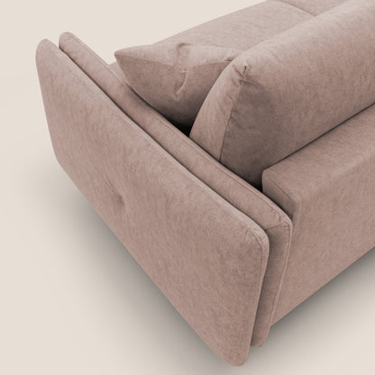 Gregory Divano letto con materasso h18 cm in microfibra effetto velluto impermeabile T09 rosa 