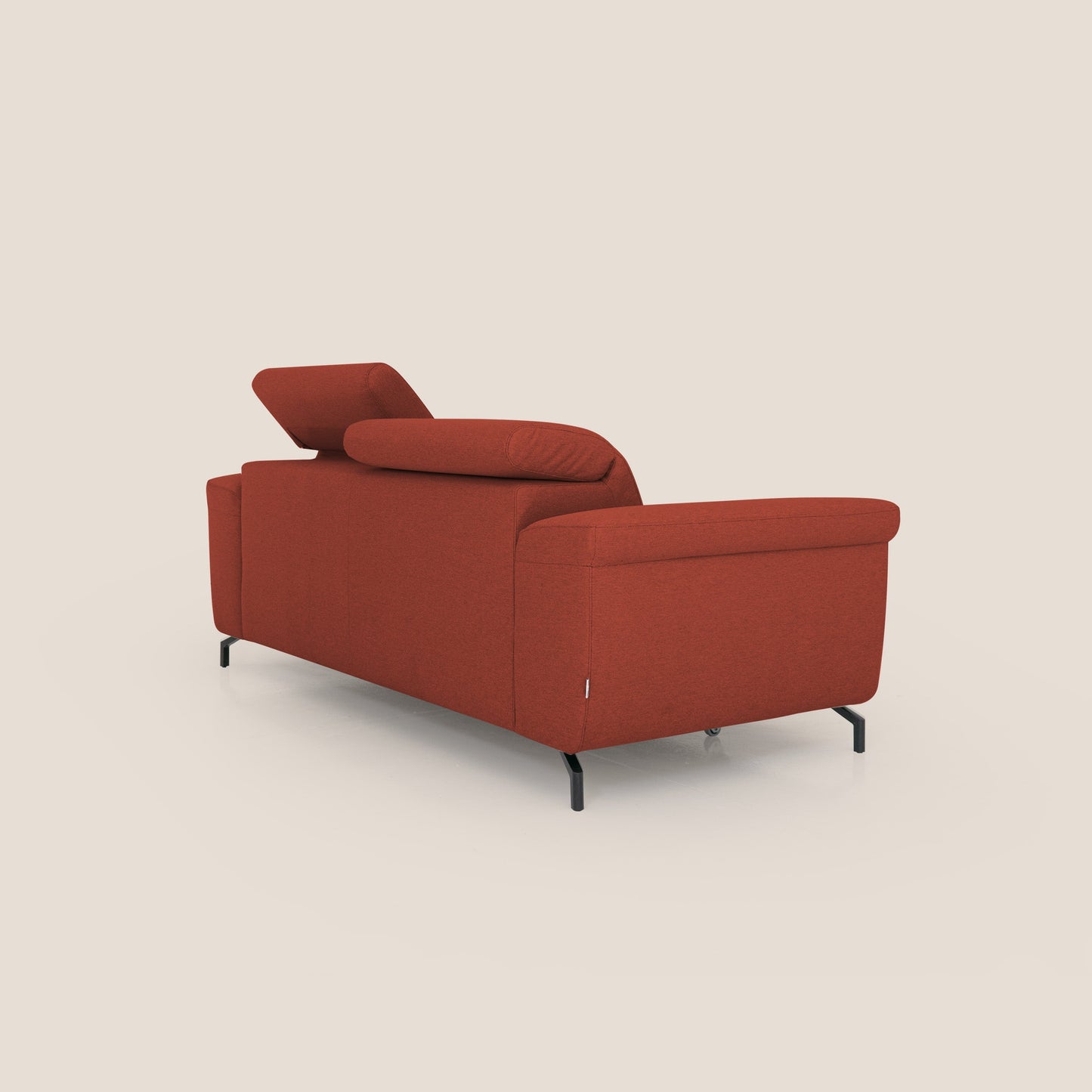 Aisha Divano con poggiapiedi estraibile piedini alti e poggiatesta reclinabili in tessuto Smacchiabile T05 rosso