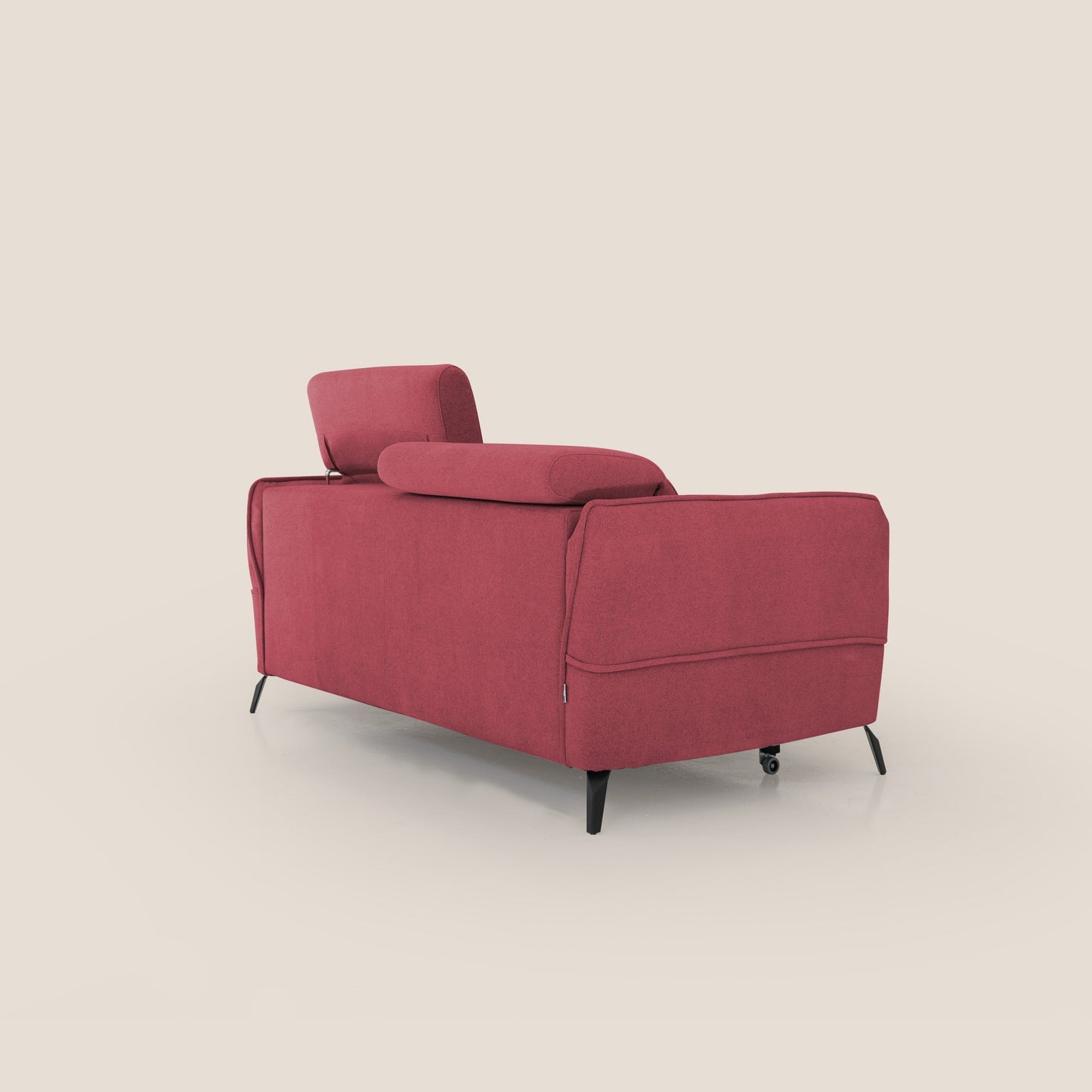 Bloom Divano con poggiapiedi estraibile piedini alti e poggiatesta reclinabili in tessuto bouclé impermeabile T07 rosso