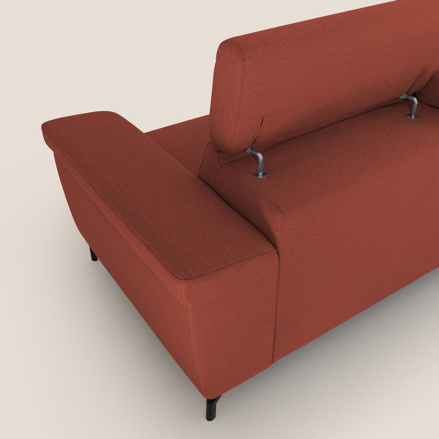 Aisha Divano con poggiapiedi estraibile piedini alti e poggiatesta reclinabili in tessuto Smacchiabile T05 rosso