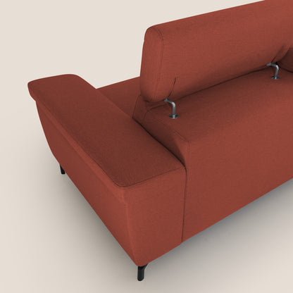 Aisha Divano con poggiapiedi estraibile piedini alti e poggiatesta reclinabili in tessuto Smacchiabile T05 rosso