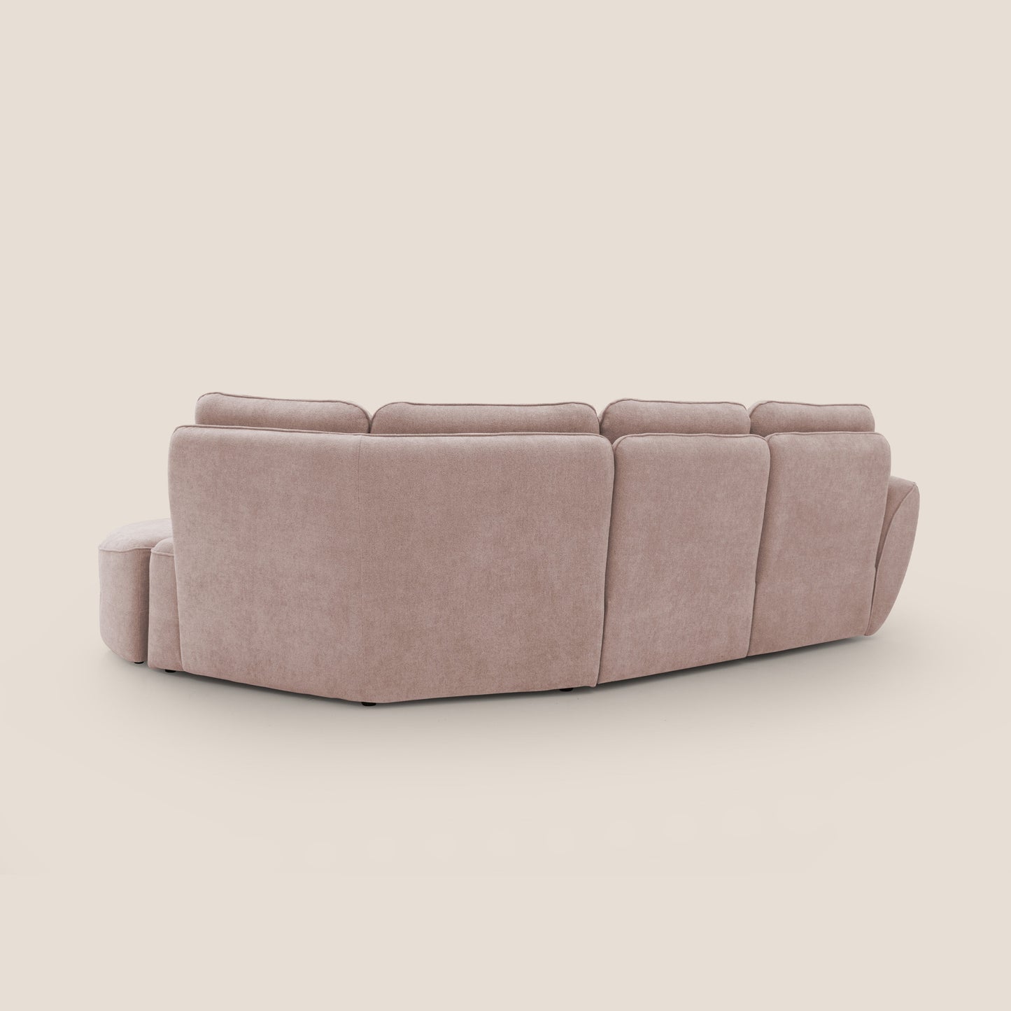 Cerbero divano angolare con pouf mobile in morbido bouclé impermeabile T07 rosa