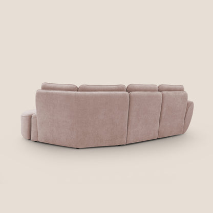 Cerbero divano angolare con pouf mobile in morbido bouclé impermeabile T07 rosa