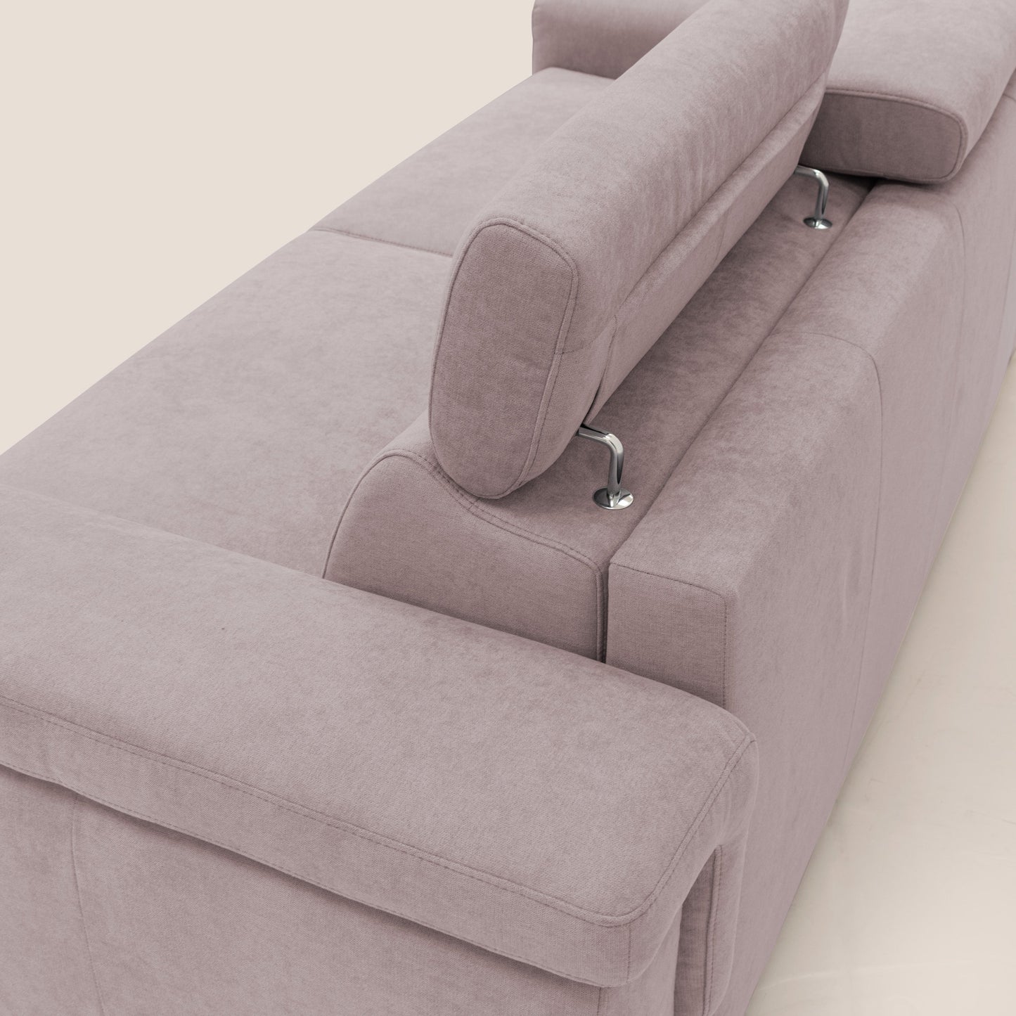 Giunone divano letto con materasso alto 18 cm e poggiatesta reclinabili in tessuto impermeabile T02 rosa 