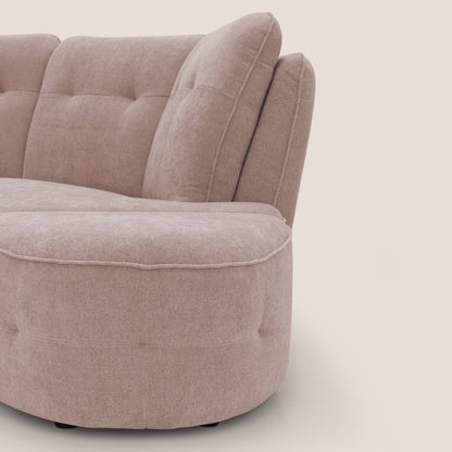 Cerbero divano angolare con pouf mobile in morbido bouclé impermeabile T07 rosa