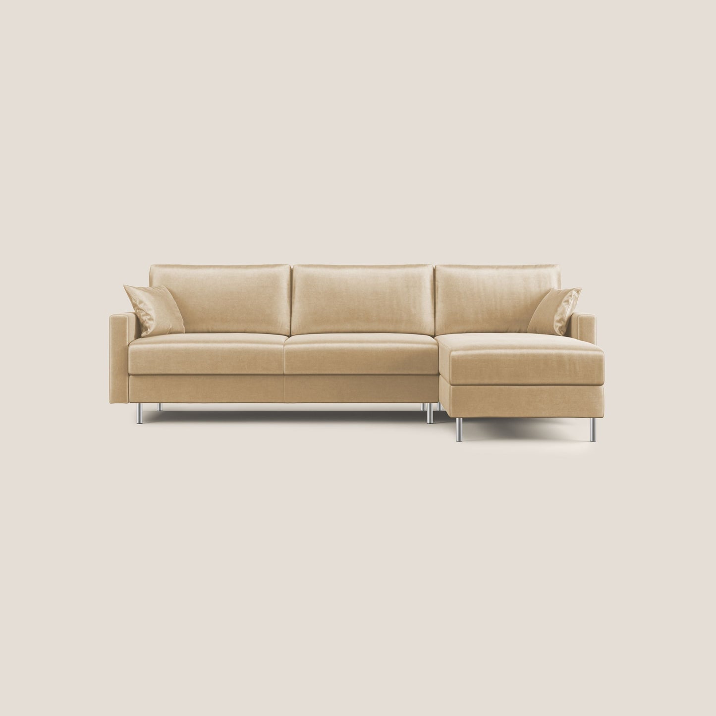 Andromeda divano letto angolare in velluto morbido impermeabile T01 beige
