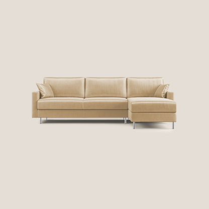 Andromeda divano letto angolare in velluto morbido impermeabile T01 beige