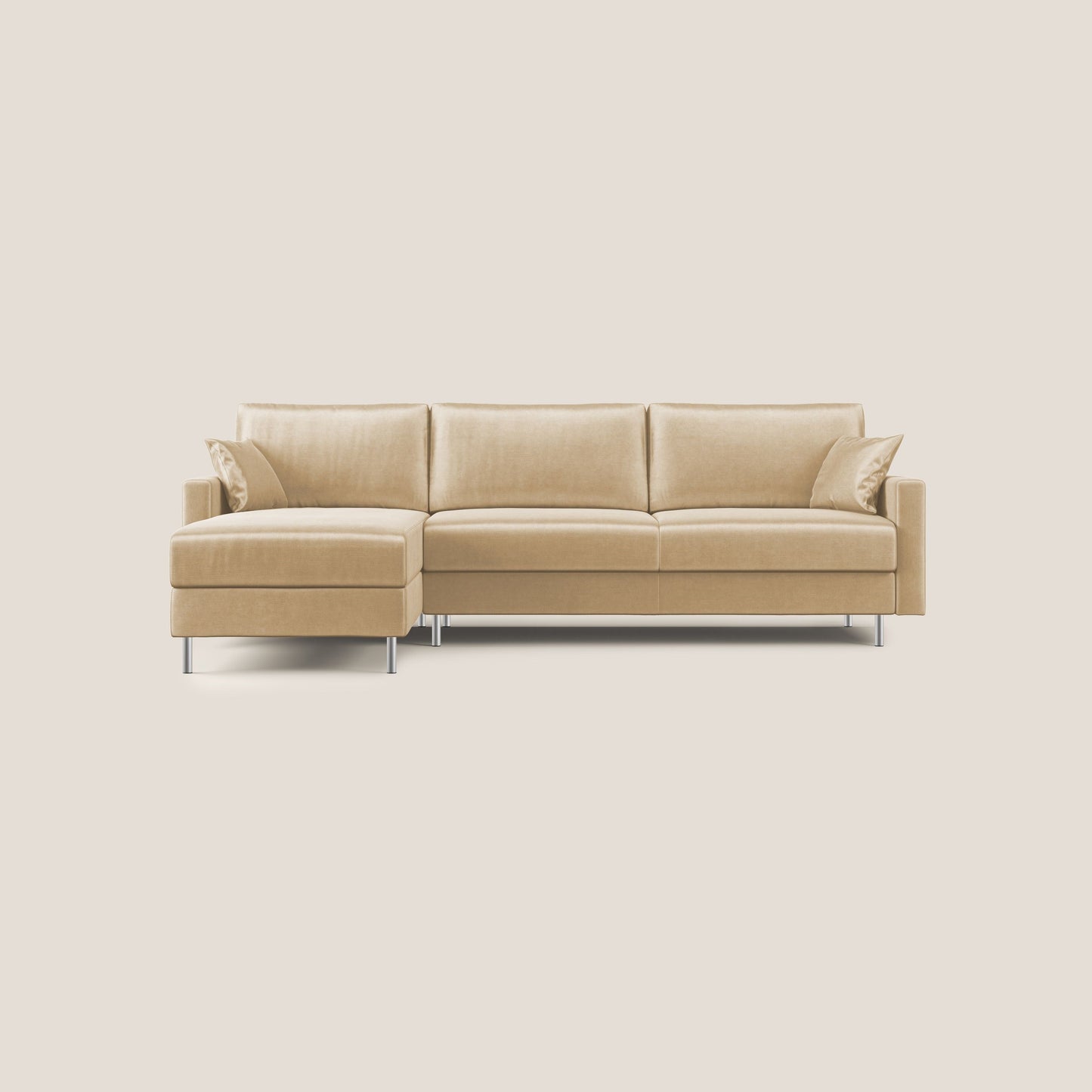 Andromeda divano letto angolare in velluto morbido impermeabile T01 beige