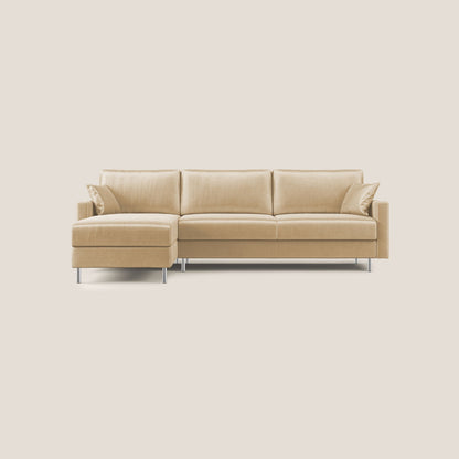 Andromeda divano letto angolare in velluto morbido impermeabile T01 beige