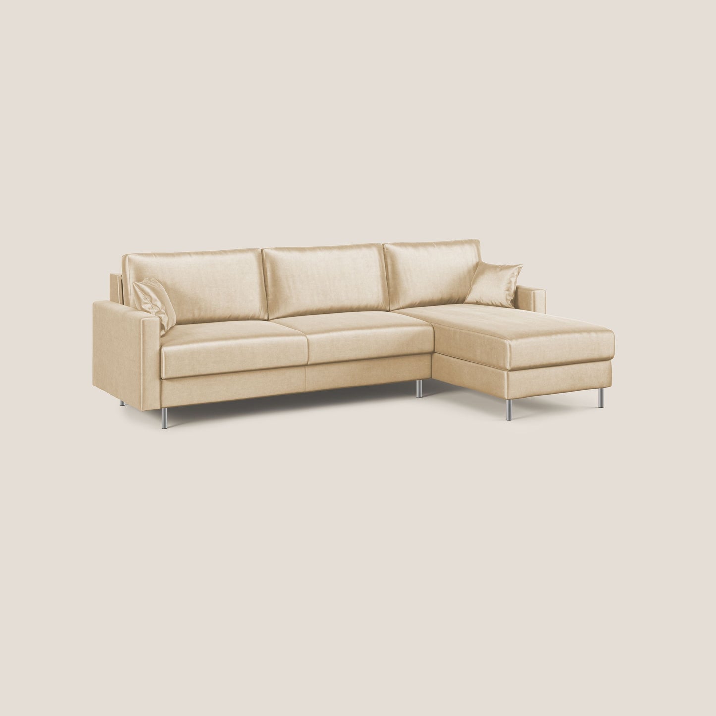 Andromeda divano letto angolare in velluto morbido impermeabile T01 beige