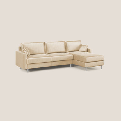 Andromeda divano letto angolare in velluto morbido impermeabile T01 beige