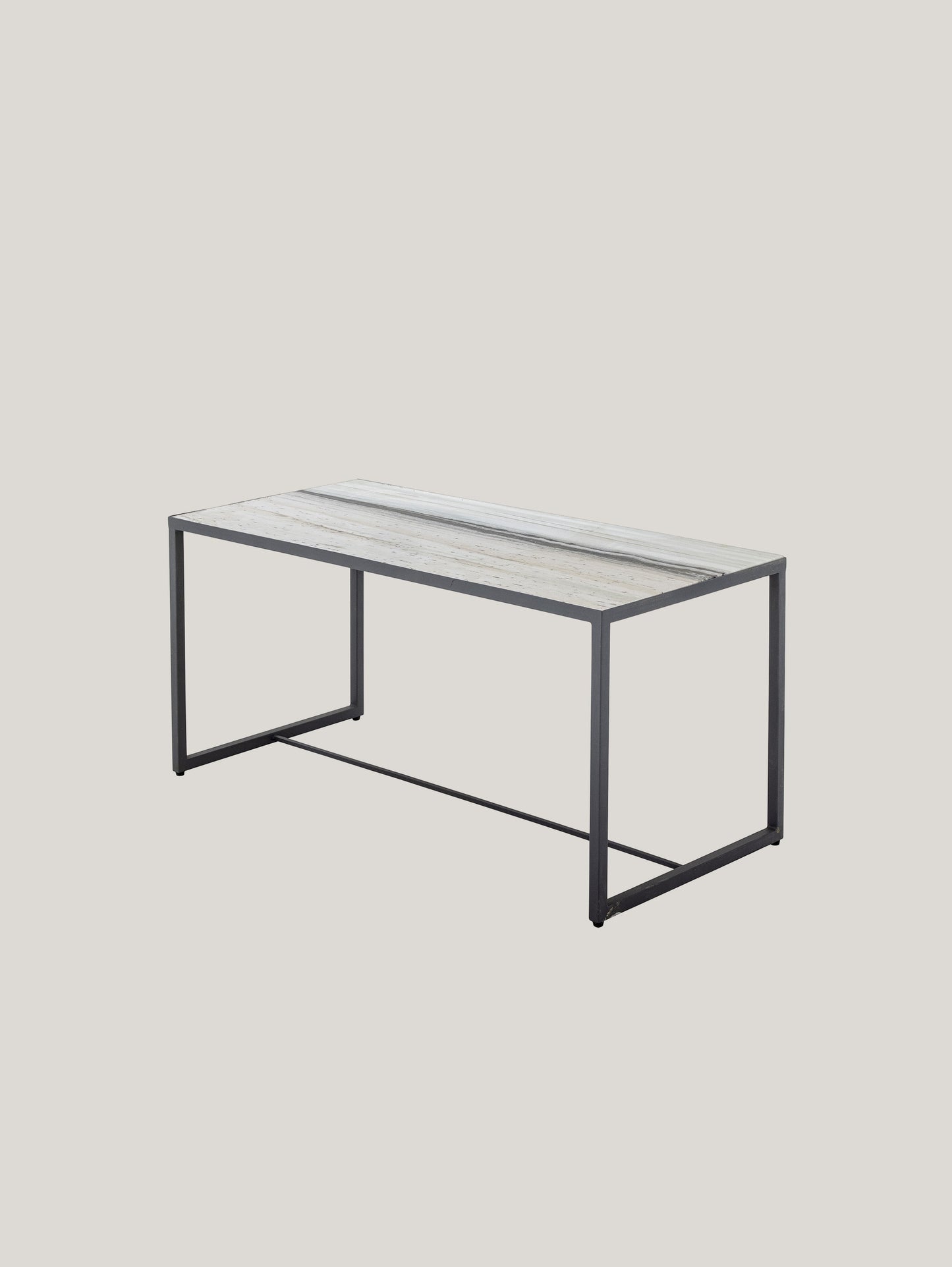 Ines tavolino rettangolare in marmo bianco venato con struttura antracite