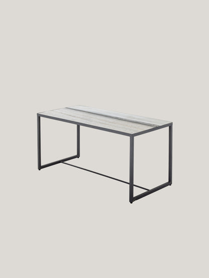 Ines tavolino rettangolare in marmo bianco venato con struttura antracite