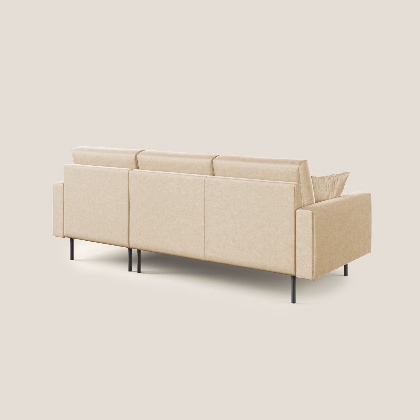 Arthur divano moderno angolare in velluto morbido impermeabile T01 beige