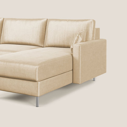 Andromeda divano letto angolare in velluto morbido impermeabile T01 beige