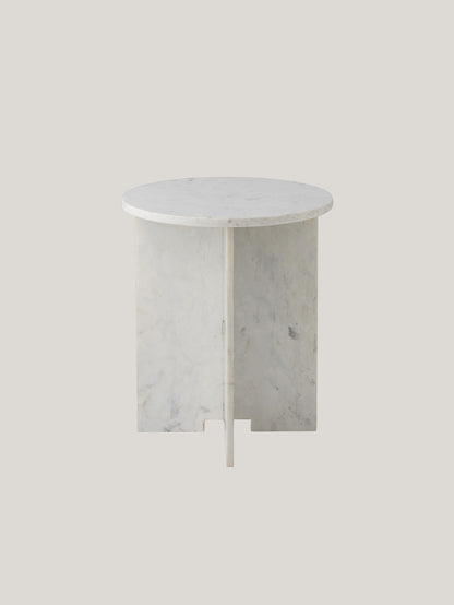 Jasmia tavolino tondo in marmo bianco