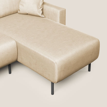 Arthur divano moderno angolare in velluto morbido impermeabile T01 beige