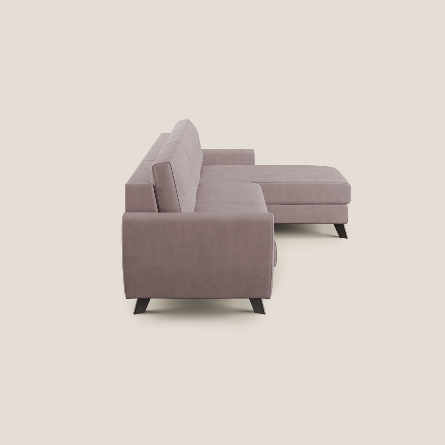 Callisto Divano letto angolare con penisola in tessuto morbido impermeabile T02 rosa