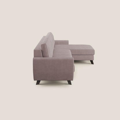 Callisto Divano letto angolare con penisola in tessuto morbido impermeabile T02 rosa