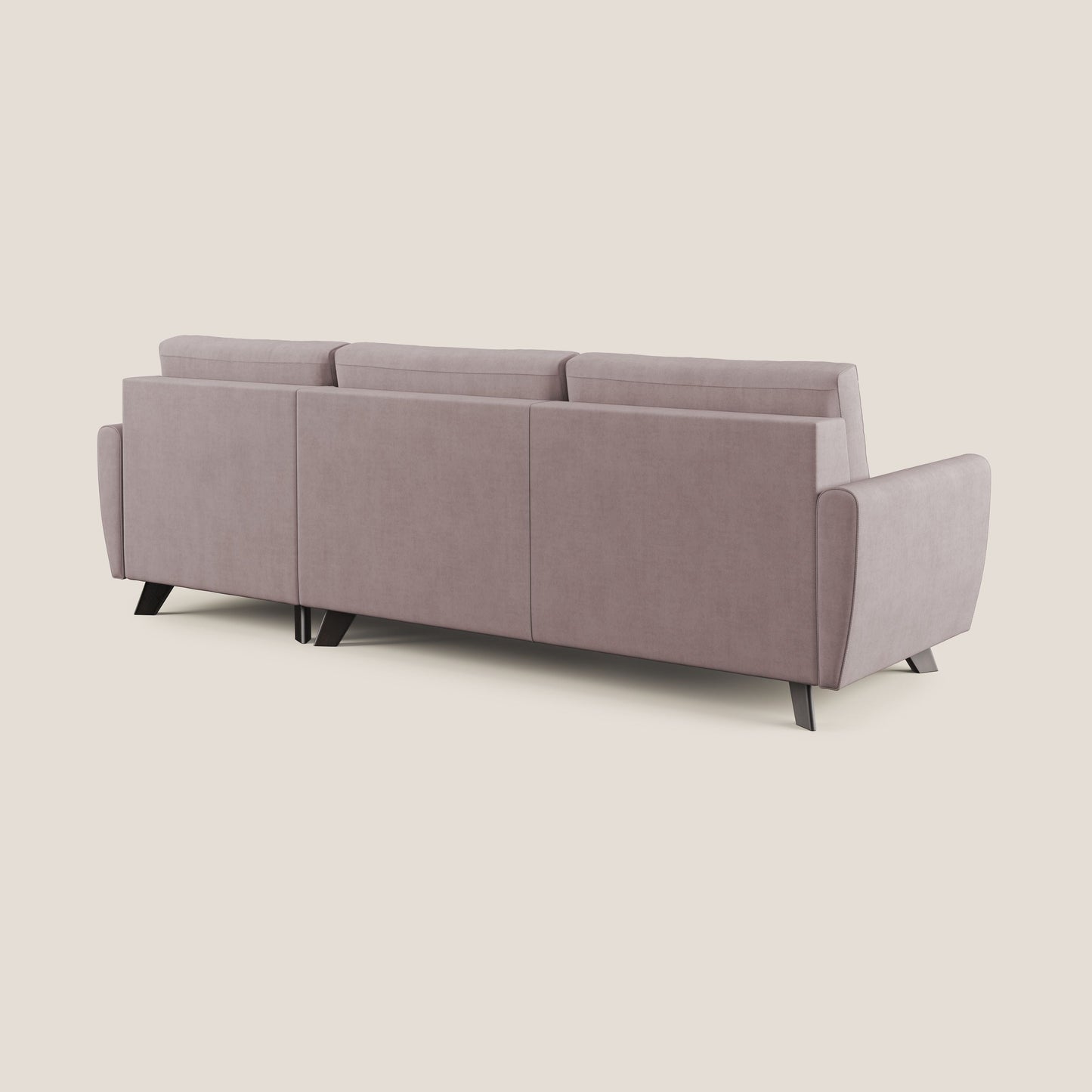 Callisto Divano letto angolare con penisola in tessuto morbido impermeabile T02 rosa