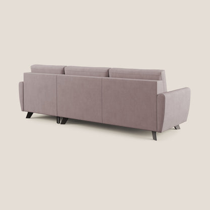 Callisto Divano letto angolare con penisola in tessuto morbido impermeabile T02 rosa