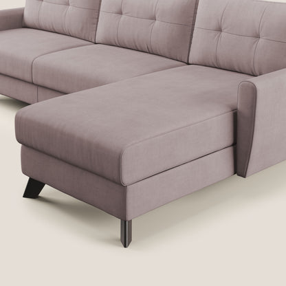 Callisto Divano letto angolare con penisola in tessuto morbido impermeabile T02 rosa