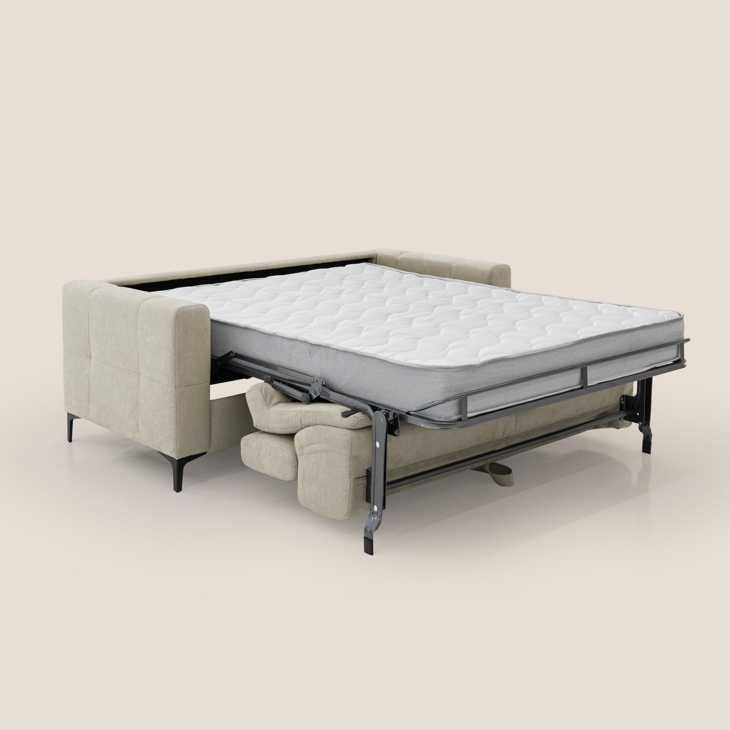 Gardenia divano letto materasso alto 18 cm con poggiatesta reclinabili e rivestimento impermeabile T02 panna