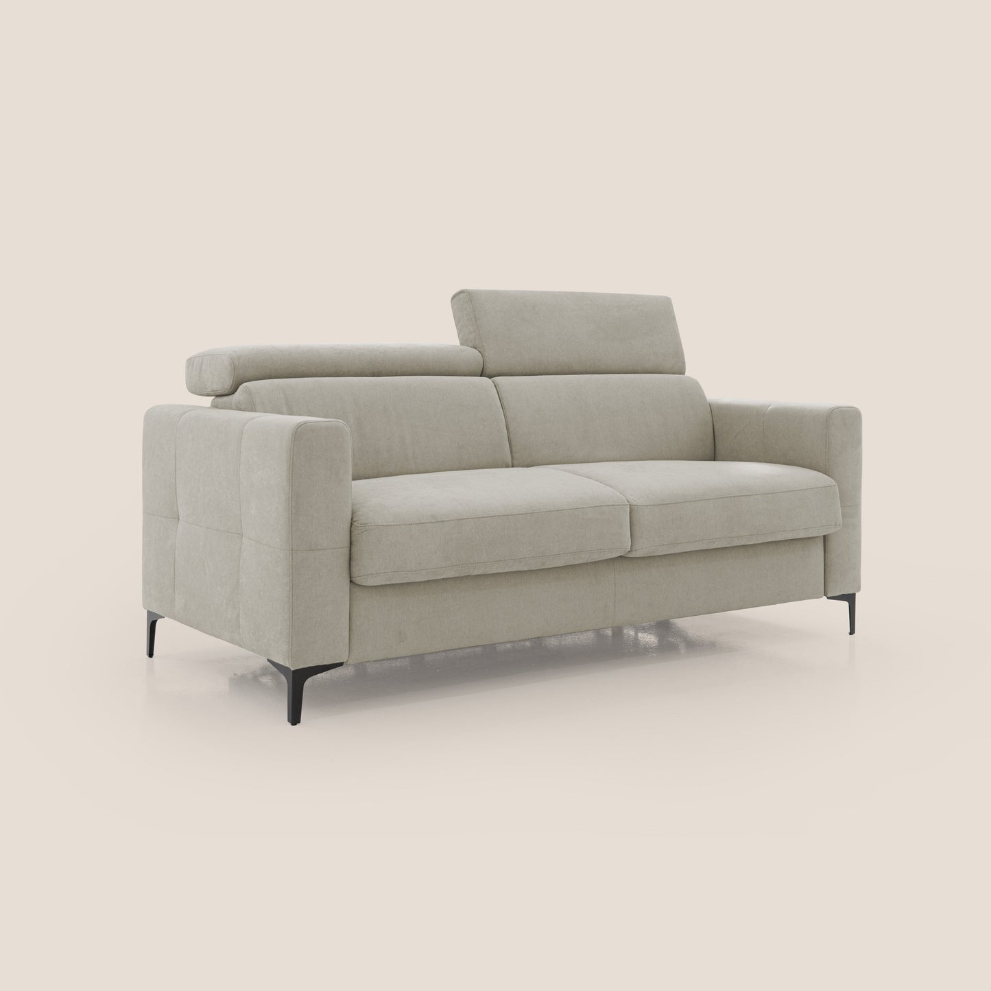 Gardenia divano letto materasso alto 18 cm con poggiatesta reclinabili e rivestimento impermeabile T02 panna