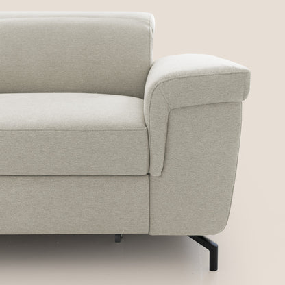 Aisha Divano con poggiapiedi estraibile piedini alti e poggiatesta reclinabili in tessuto Smacchiabile T05 panna