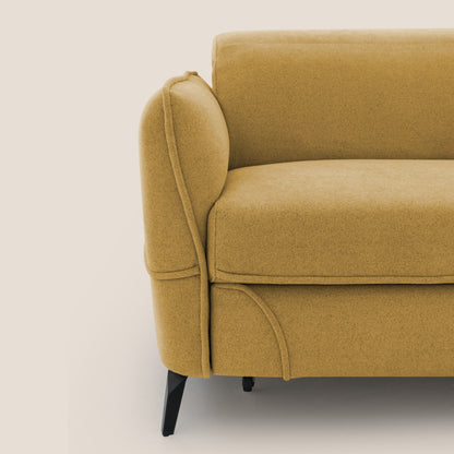 Bloom Divano con poggiapiedi estraibile piedini alti e poggiatesta reclinabili in tessuto bouclé impermeabile T07 giallo
