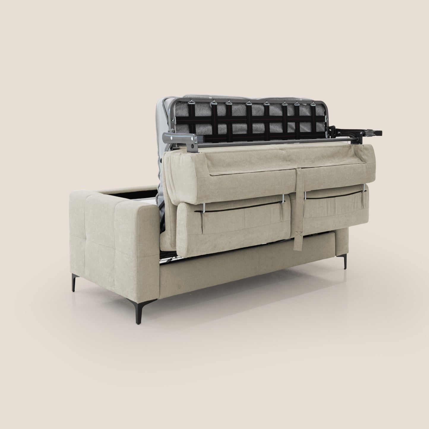 Gardenia divano letto materasso alto 18 cm con poggiatesta reclinabili e rivestimento impermeabile T02 panna