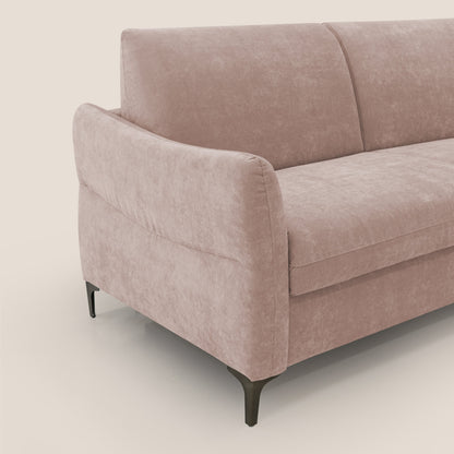 Dalia divano letto con materasso H18 cm e piedi alti in raffinato tessuto smacchiabile T17 rosa