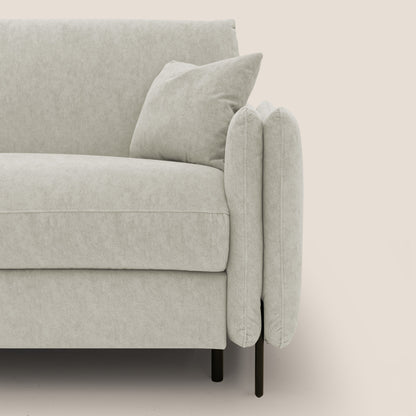 Gregory Divano letto con materasso h18 cm in microfibra effetto velluto impermeabile T09 panna 