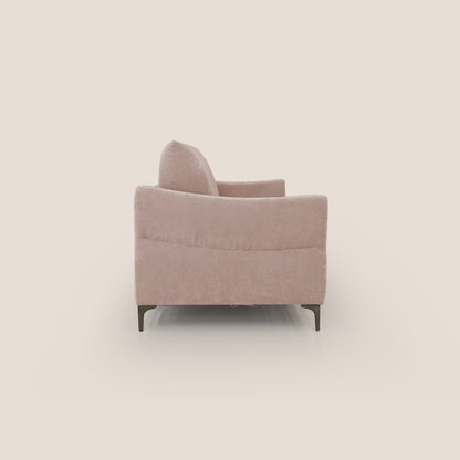 Dalia divano letto con materasso H18 cm e piedi alti in raffinato tessuto smacchiabile T17 rosa