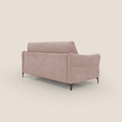 Dalia divano letto con materasso H18 cm e piedi alti in raffinato tessuto smacchiabile T17 rosa
