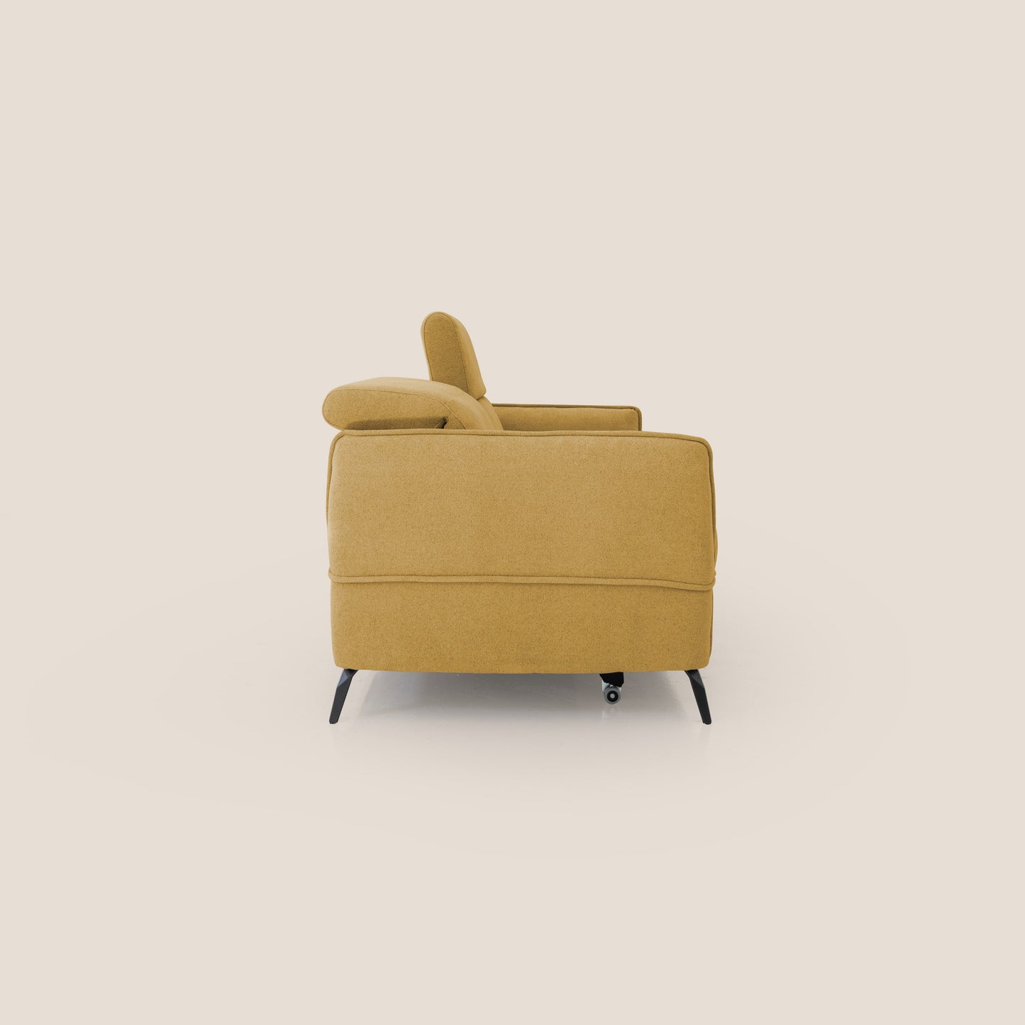 Bloom Divano con poggiapiedi estraibile piedini alti e poggiatesta reclinabili in tessuto bouclé impermeabile T07 verde