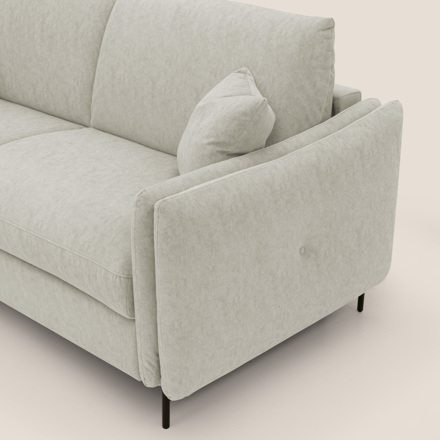 Gregory Divano letto con materasso h18 cm in microfibra effetto velluto impermeabile T09 panna 