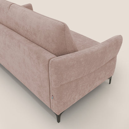 Dalia divano letto con materasso H18 cm e piedi alti in raffinato tessuto smacchiabile T17 rosa