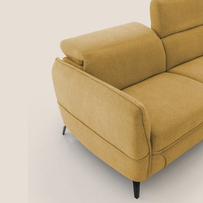 Bloom Divano con poggiapiedi estraibile piedini alti e poggiatesta reclinabili in tessuto bouclé impermeabile T07 giallo