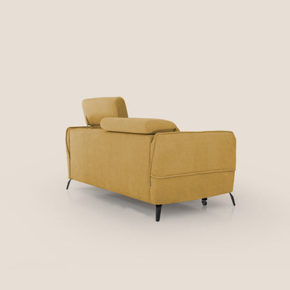 Bloom Divano con poggiapiedi estraibile piedini alti e poggiatesta reclinabili in tessuto bouclé impermeabile T07 giallo