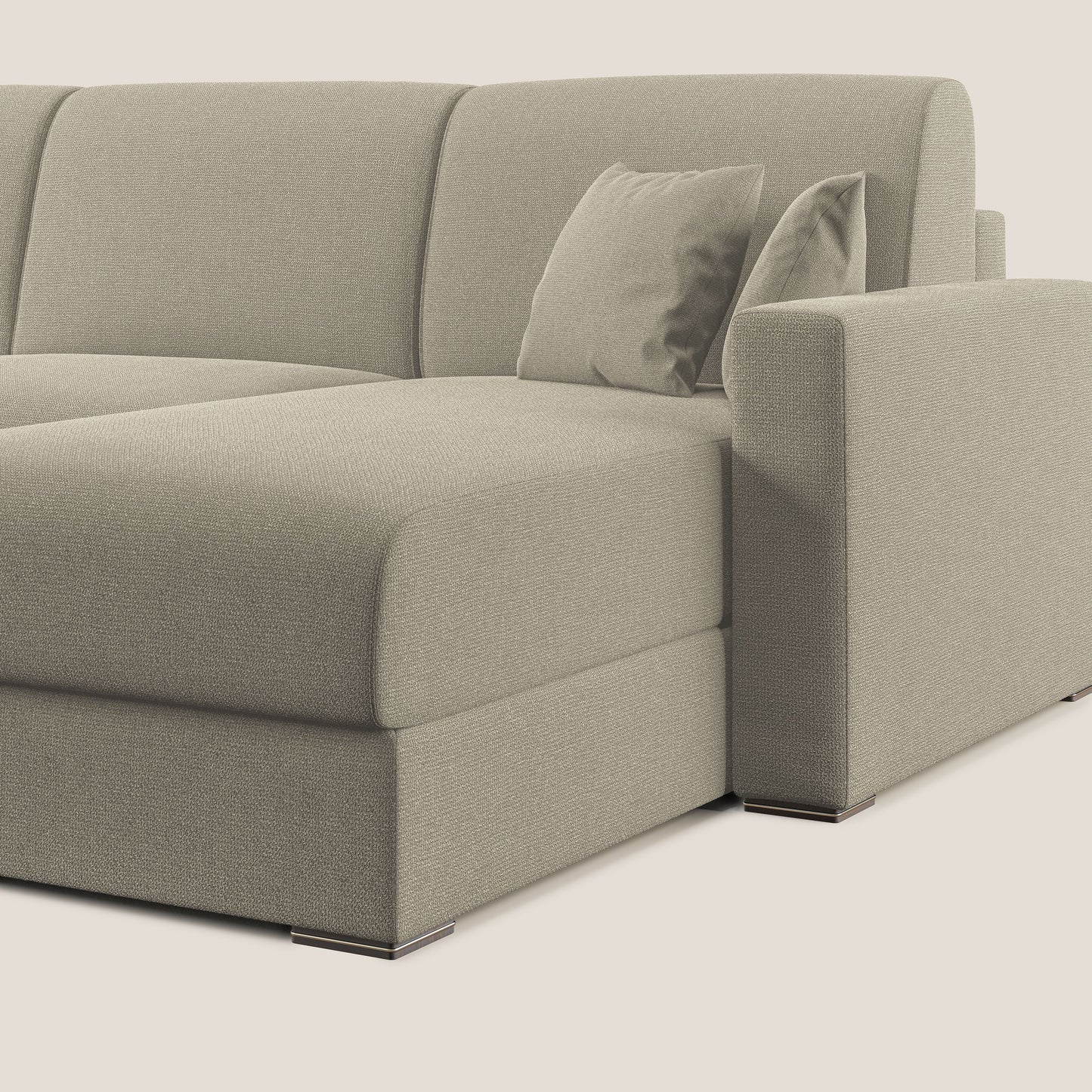 Best Divano letto angolare con penisola in tessuto smacchiabile QuickClean T08 panna