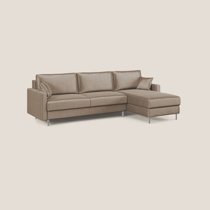 Andromeda divano letto angolare in velluto morbido impermeabile T01 marrone